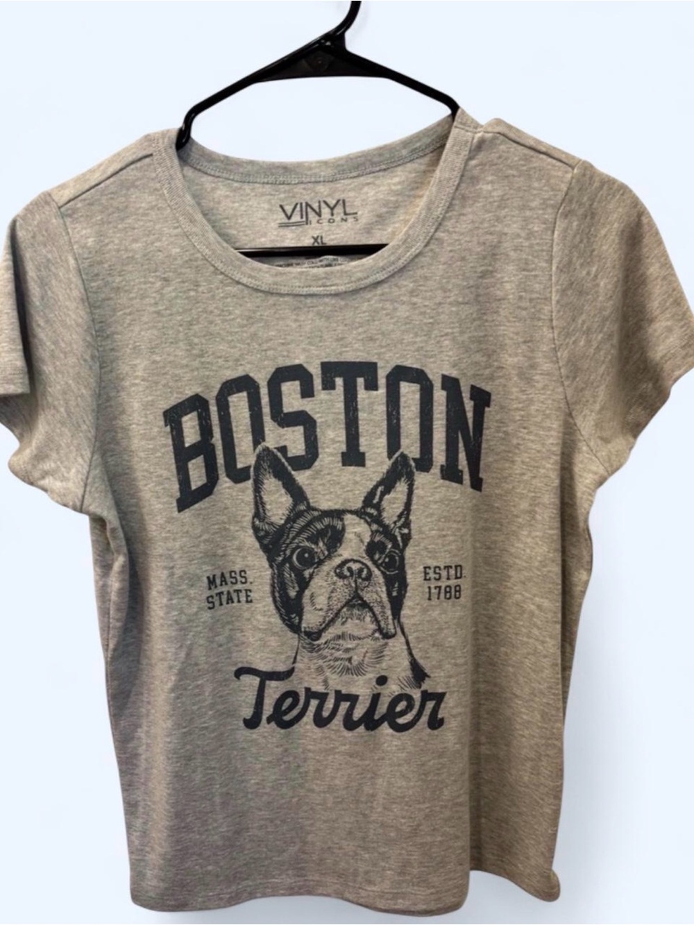 VINYL Boston Terrier Graphic Tee - Gray